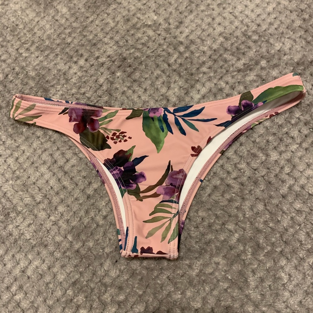 Salmon pink cheeky floral bikini bottoms: Trillium